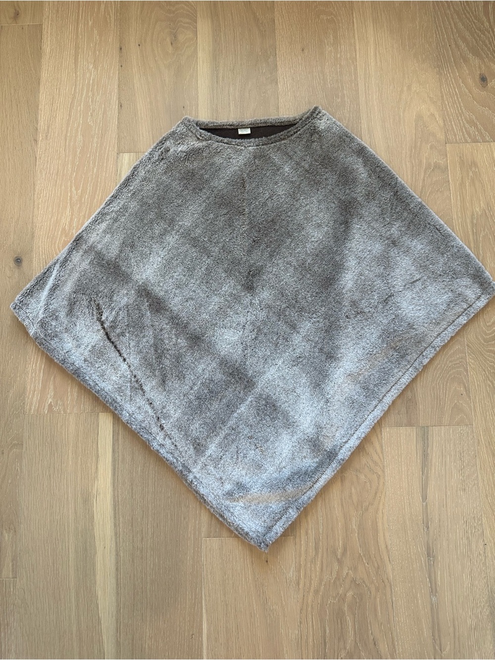 Women’s Brown Neutral Faux Fur Poncho Shawl Shrug Topper Top